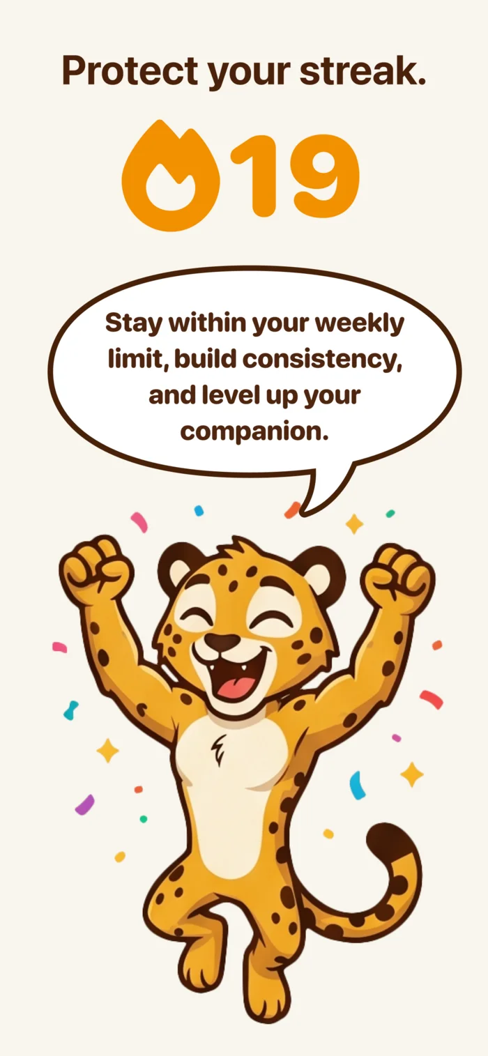 Streak counter and celebrating cheetah